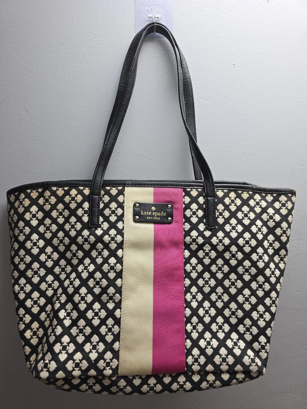 kate spade Black, Cream & Pink Patterned Tote